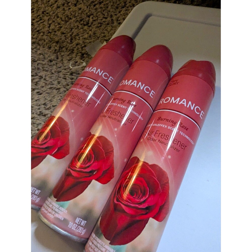 Sure Scents Romance Burning Rose Air Freshener Odor Neutralizer Lot of 3 10oz